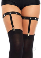 Studded Elastic Garter Suspender Os Blk