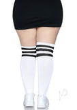 Over The Knee Athl Socks 1x/2x Wht/blk