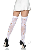 Sugar Skull Net Thigh Highs Os White