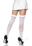 Sugar Skull Net Thigh Highs Os White