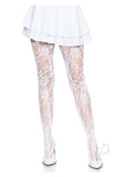 Seamless Chantilly Floral Tights Os Wht