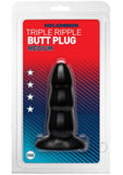Triple Ripple Butt Plug Black Med