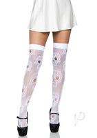 Sugar Skull Net Thigh Highs Os White