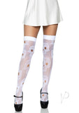 Sugar Skull Net Thigh Highs Os White