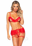 Mesh Ruffle Bra 3pc Os Red